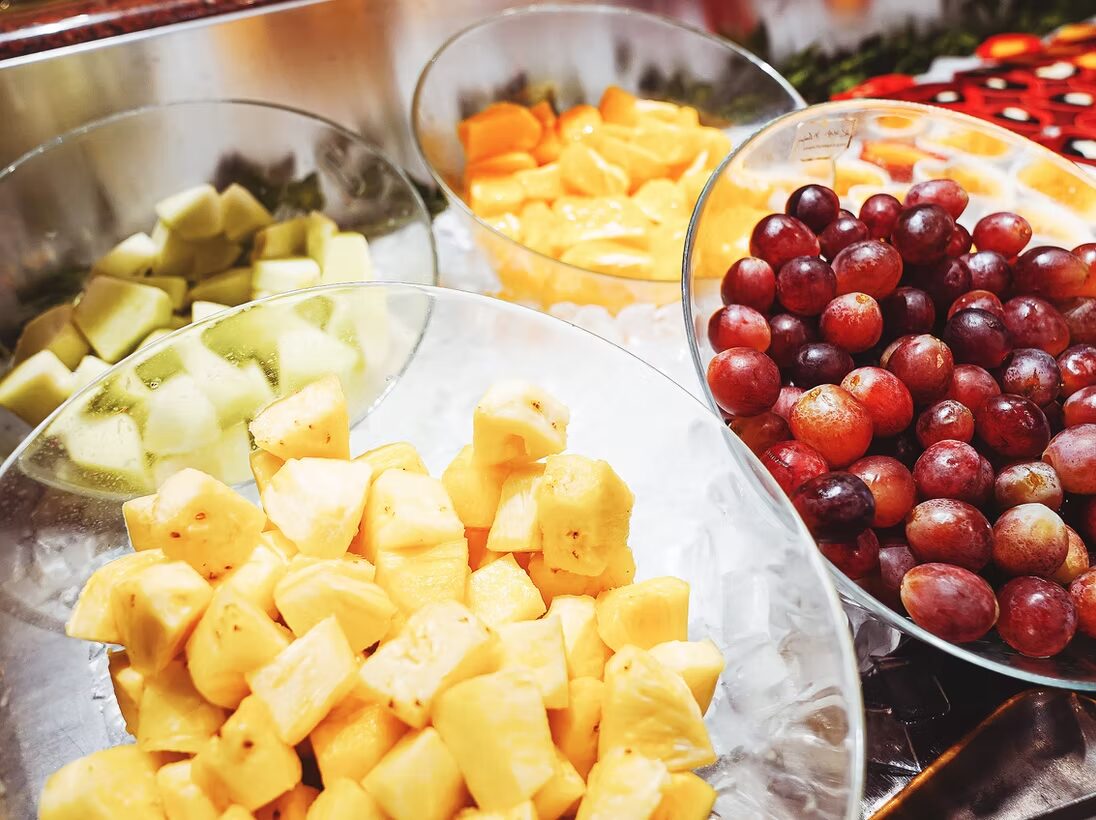 Fresh fruit bowls at the dessert station