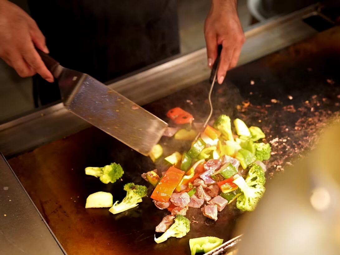 Teppanyaki chef at the grill